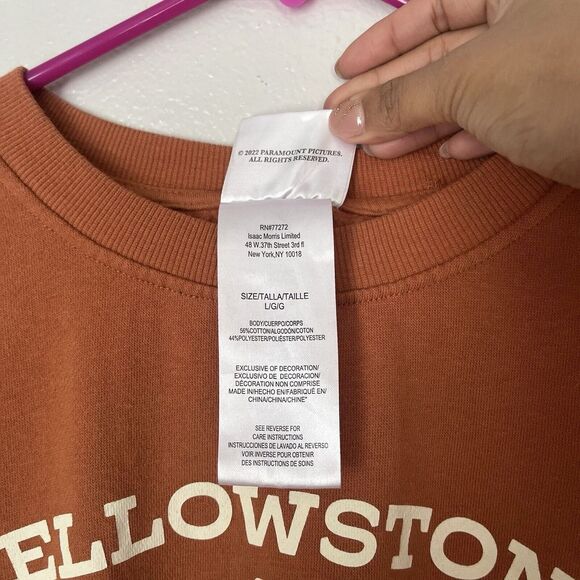 Yellowstone Womens L Sweatshirt Pullover Dutton‎ Ranch Fleece Crop Sweater - Picture 5 of 8